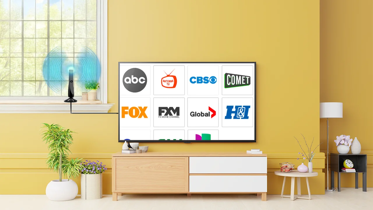 TV displaying multiple channels